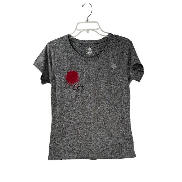 Rabbit Tops - Rabbit women’s short sleeve heather gray dot wine t-shirt size Large #7-1927